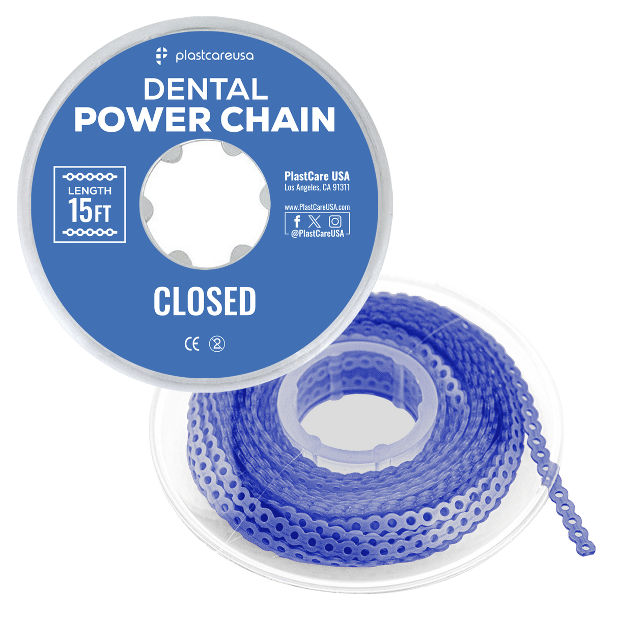 Dark Blue Dental Power Chain (Closed) – 15 ft Orthodontic Elastic Chain for Braces