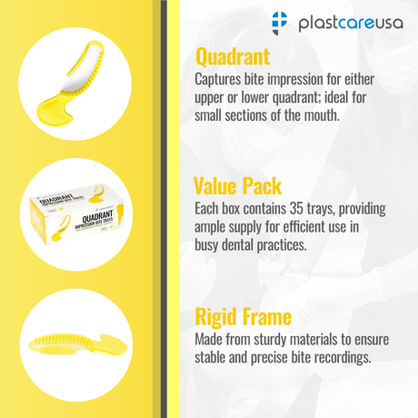 700 Yellow Quadrant Bite Registration Impression Trays (20 Boxes of 35) - My DDS Supply