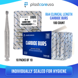 PlastCare USA RA 4 Carbide Burs - 100 Pack (10 Packs of 10) for Slow-Speed Handpieces