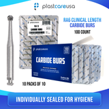 PlastCare USA RA 6 Carbide Burs - 100 Pack (10 Packs of 10) for Slow-Speed Handpieces