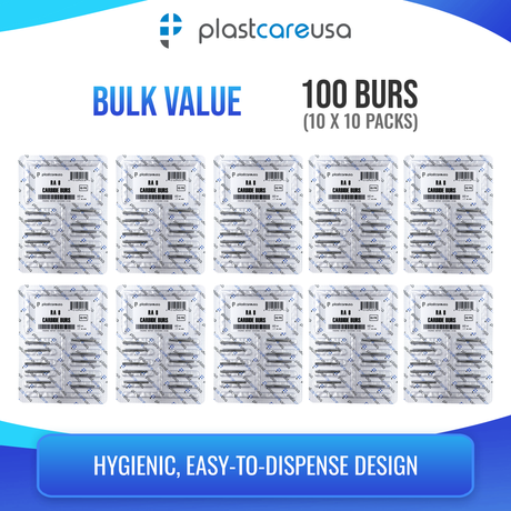 PlastCare USA RA 8 RA8 Carbide Burs - 100 Pack (10 Packs of 10) for Slow-Speed Handpieces - My DDS Supply