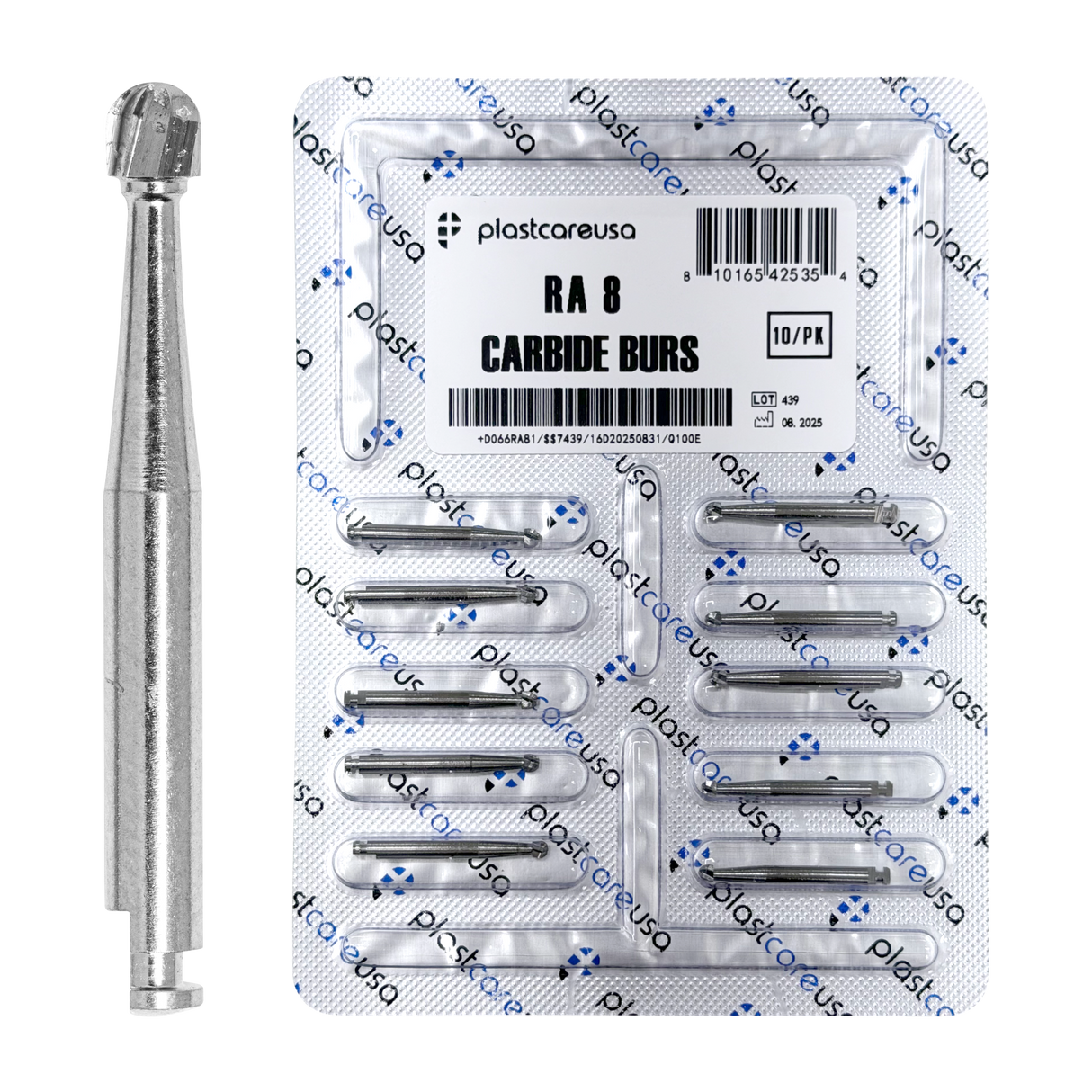 PlastCare USA RA 8 RA8 Carbide Burs - 100 Pack (10 Packs of 10) for Slow-Speed Handpieces - My DDS Supply