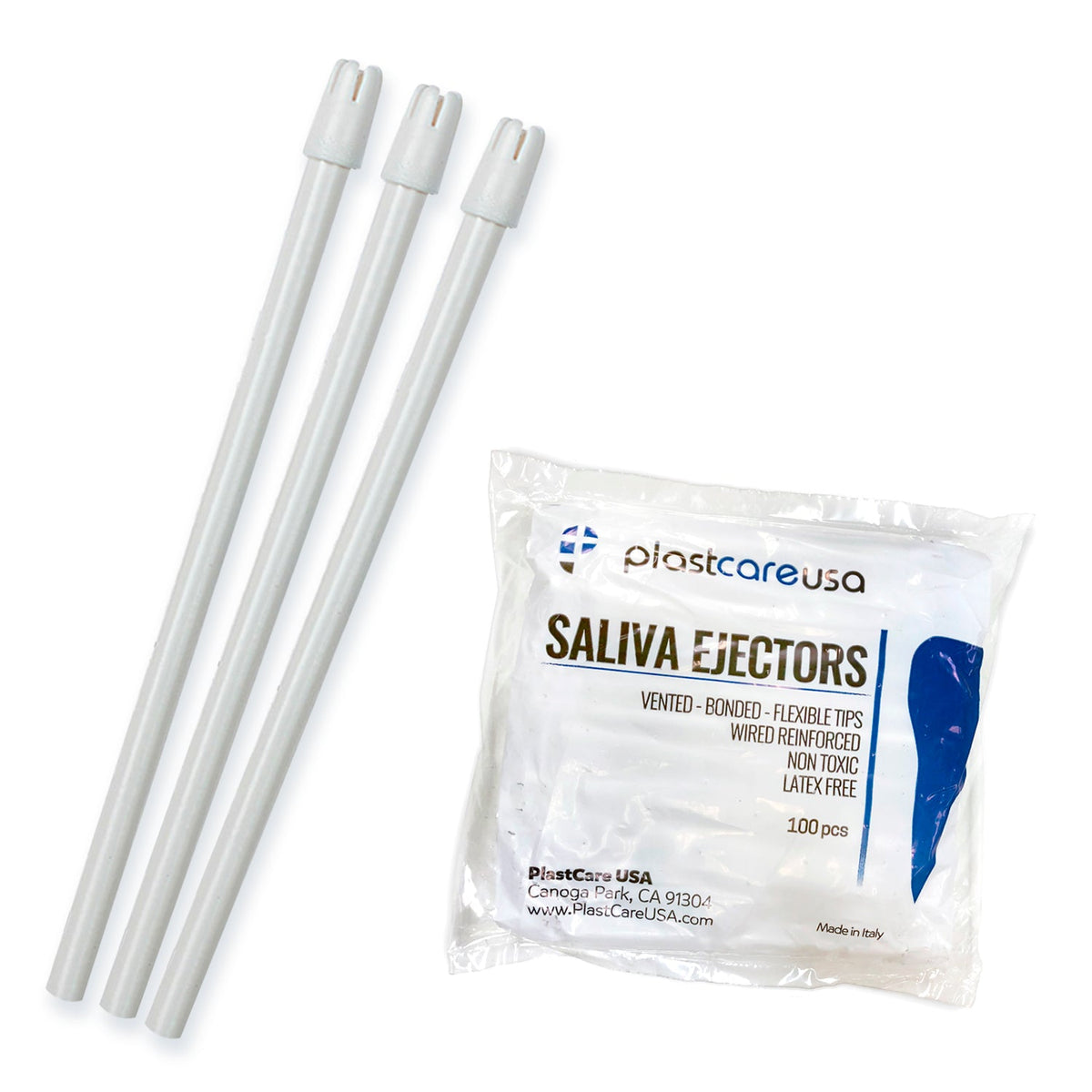 6000 White Saliva Ejectors (60 Bags, 6 Cases)