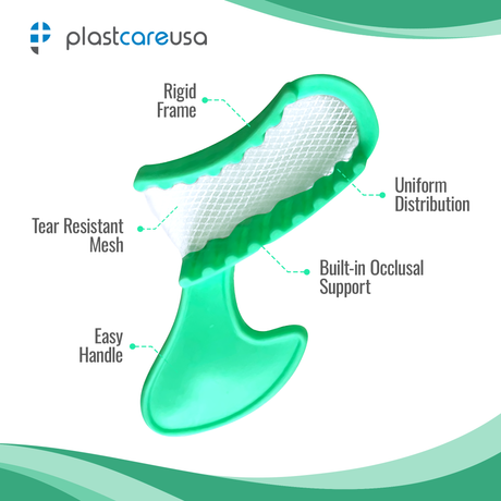 1000 x Short Posterior Green Bite Registration Impression Trays (20 Boxes) by PlastCare USA - My DDS Supply
