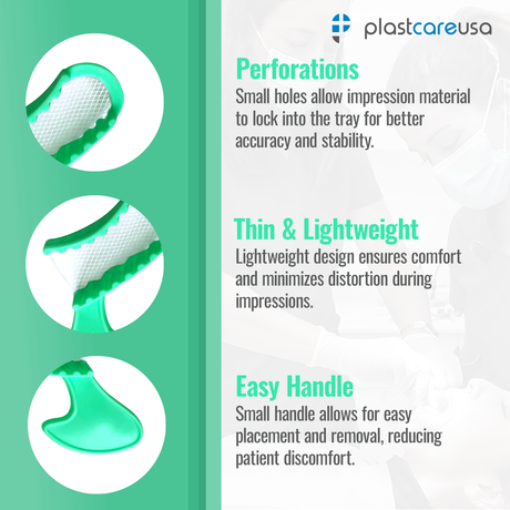 1000 x Short Posterior Green Bite Registration Impression Trays (20 Boxes) by PlastCare USA - My DDS Supply
