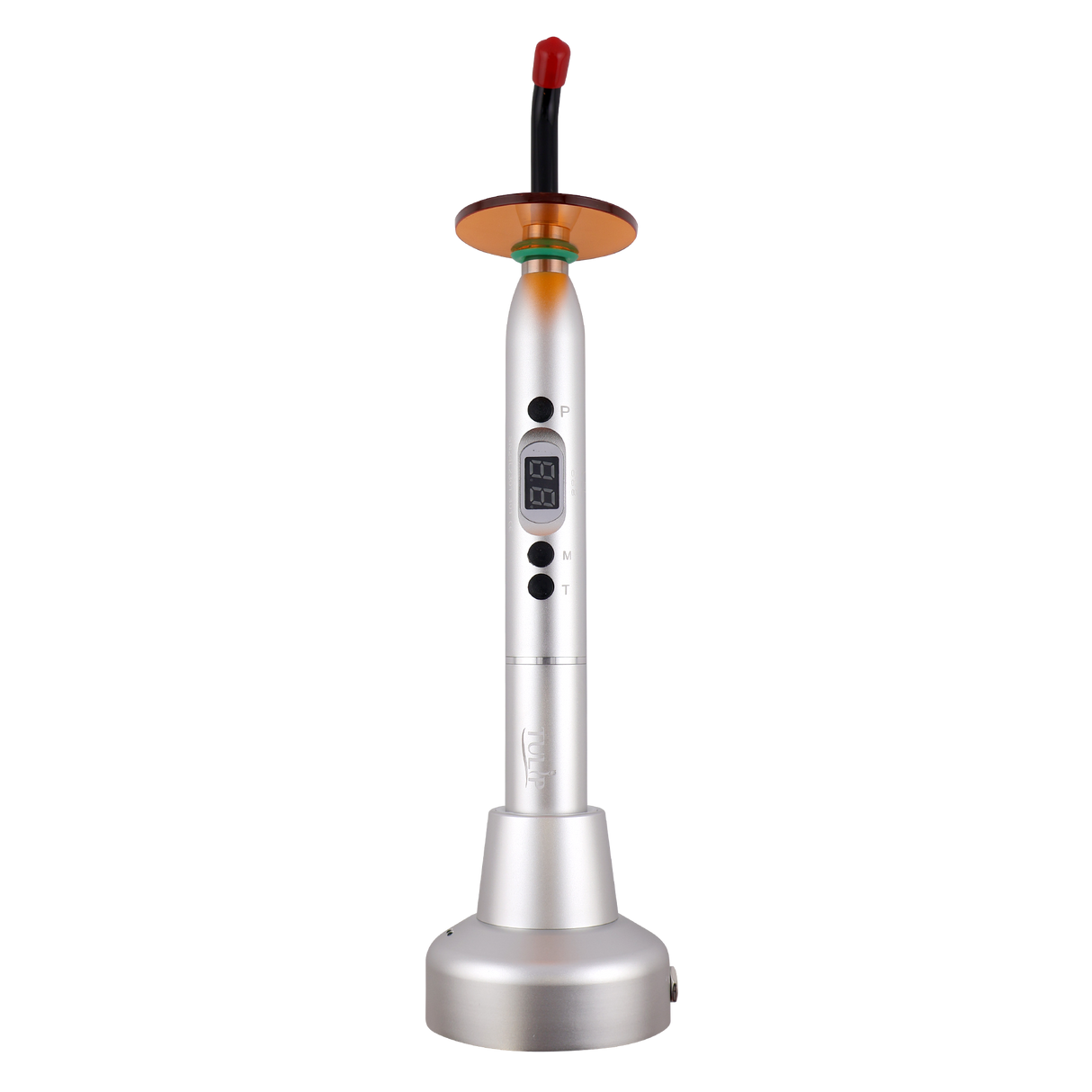 Tulip Cordless Dental 4 LED Curing Light – 1200 mW/cm² 430-485nm Stainless Steel Design (Silver)