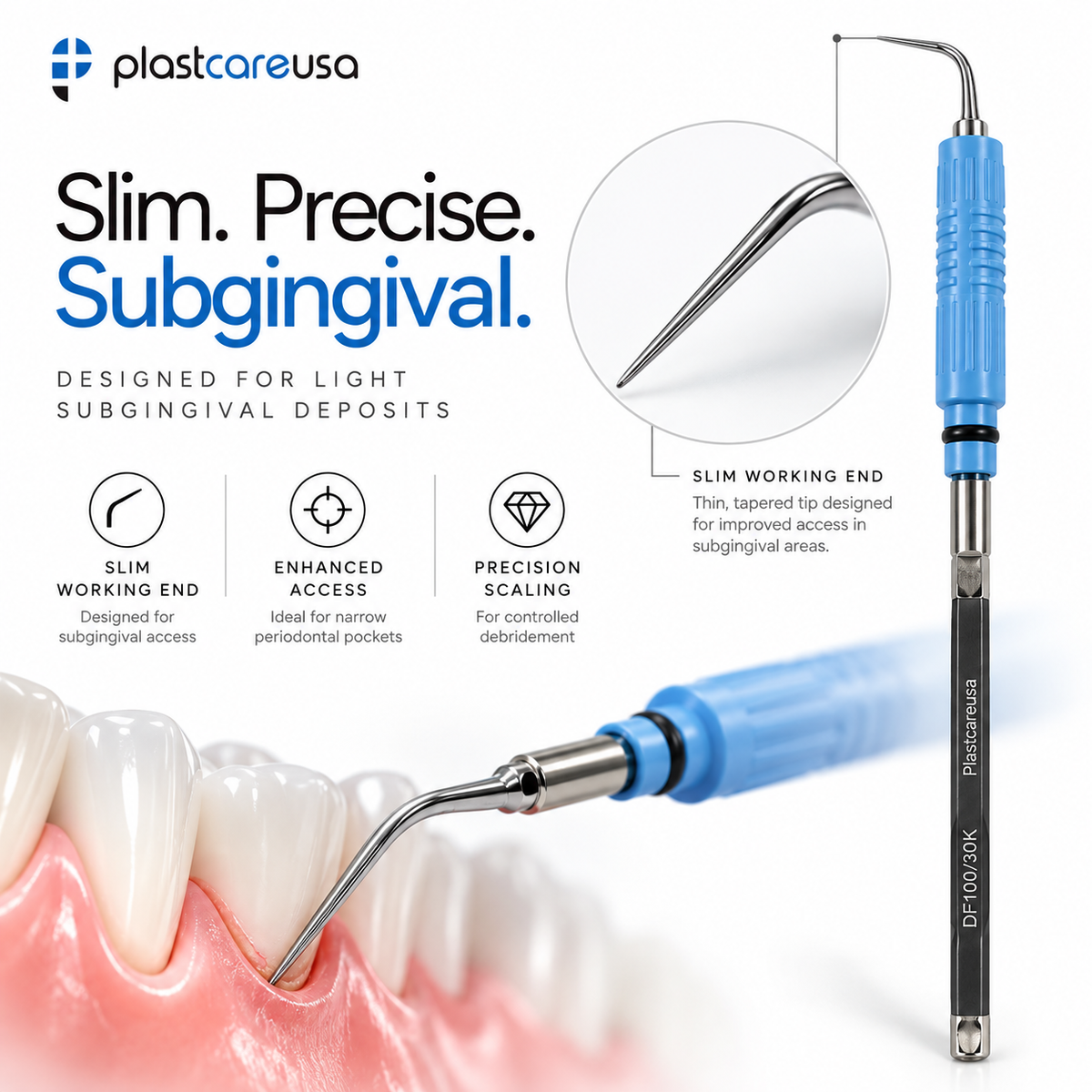 DF100 30K Slim Ultrasonic Scaler Insert with Internal Water Flow
