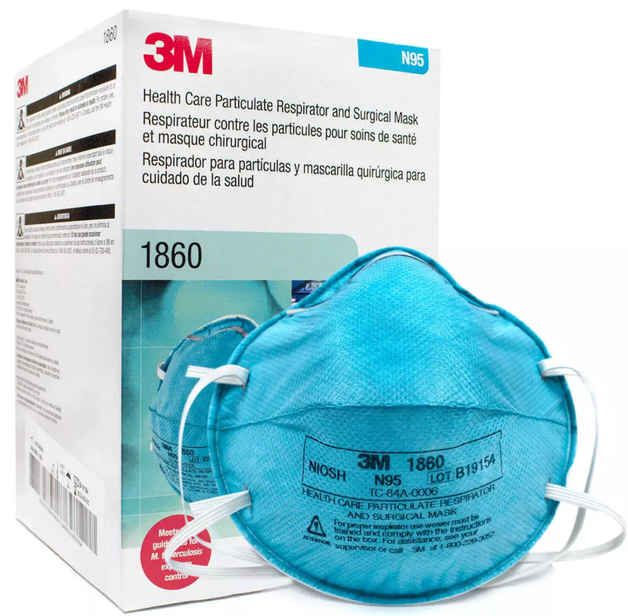 3M N95 Particulate Respirator & Surgical Mask 1860 Series (Box of 20) (Regular Size)