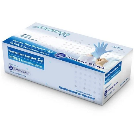1000 Small Diamond IF35 Blue Nitrile Exam Gloves 3.5 mil (Powder & Latex Free) - My DDS Supply