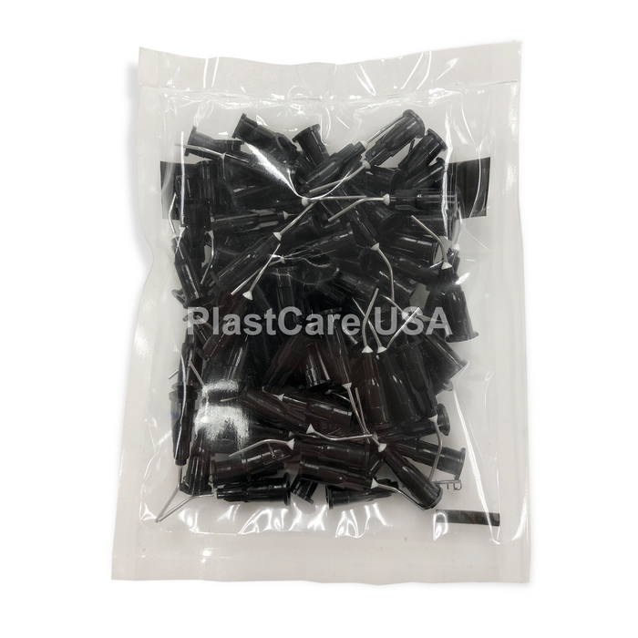 100 x Black Flow Sealant Pre-Bent Applicator Needle Tips, 20 Gauge (Bags of 100) - My DDS Supply