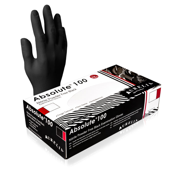 2000 XL Extra Large Aurelia Absolute Black Nitrile 3.2 mil Powder Free Examination Gloves