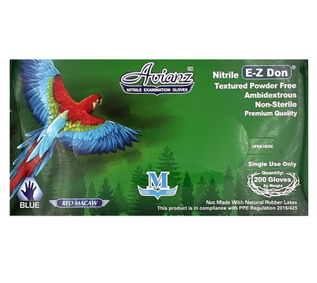 2000 Medium Blossom Avianz E-Z Don Blue Nitrile Powder Free Examination Gloves (10 Boxes)