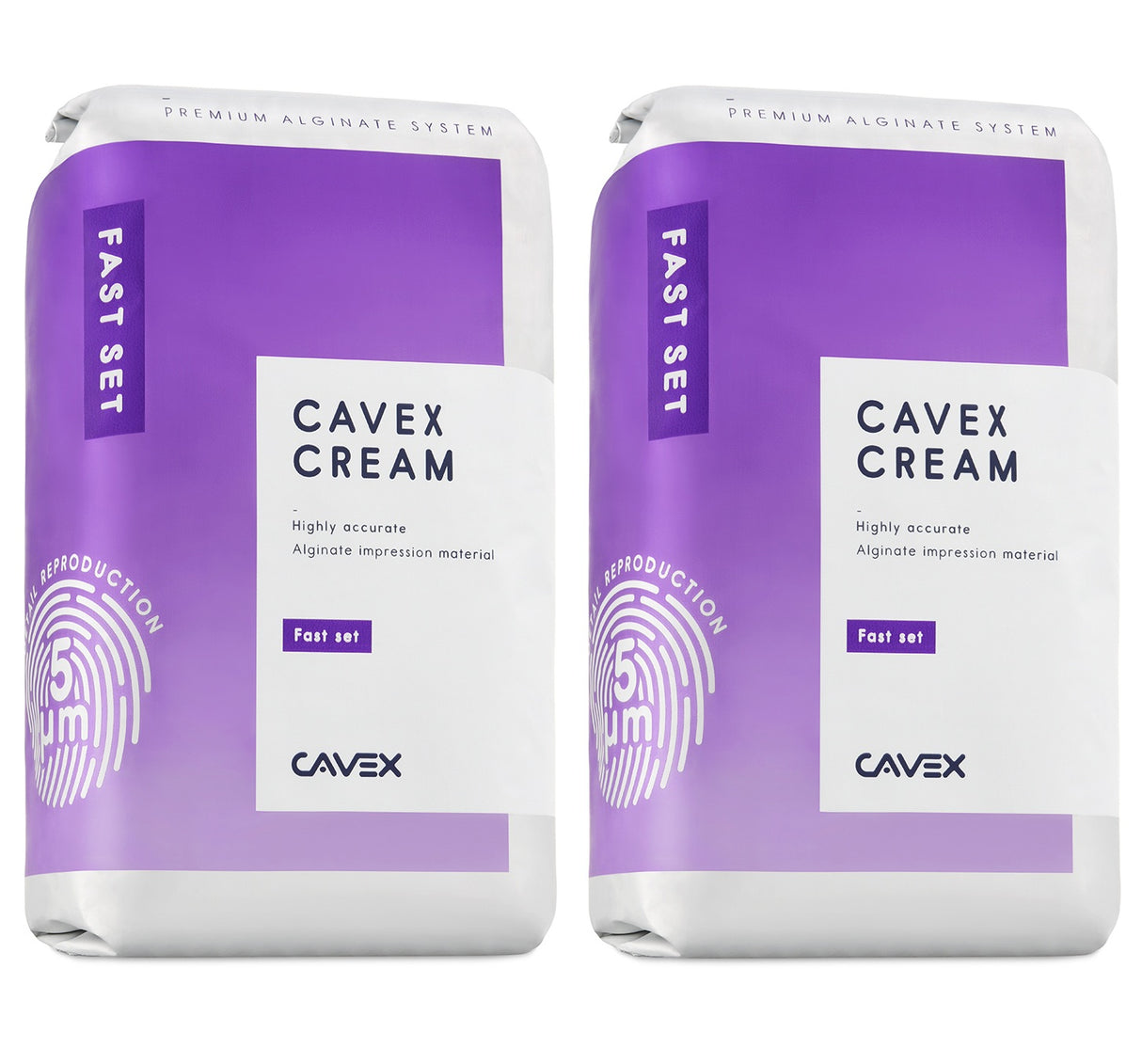 Cavex Cream Fast‑Set Alginate 500 g – Dust‑Free, Bubble‑Gum Scent, 5 µm Detail, Scannable (Pack of 2)