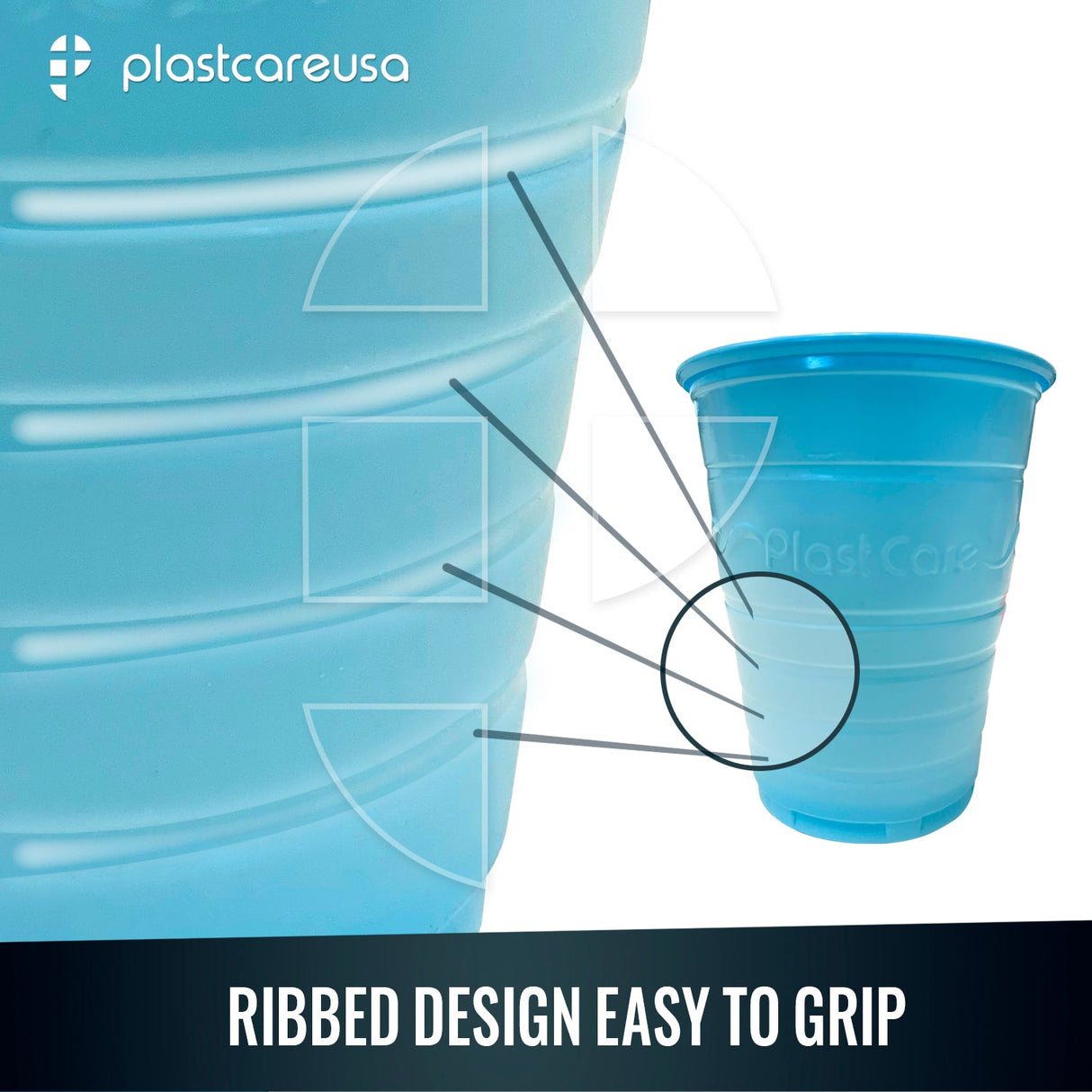 1000 Blue Plastic Disposable Ribbed Drinking Dental Cups, 5 Oz by PlastCare USA - My DDS Supply