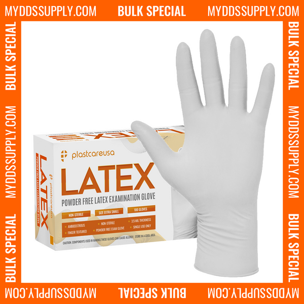6000 Extra Small XS PlastCare USA White Latex Gloves (60 Boxes) *Bulk Special*