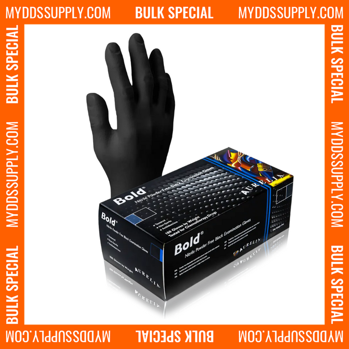 6000 Large Aurelia Bold Black Nitrile 5 mil Powder Free Examination Gloves (60 Boxes of 100) *Bulk Special*