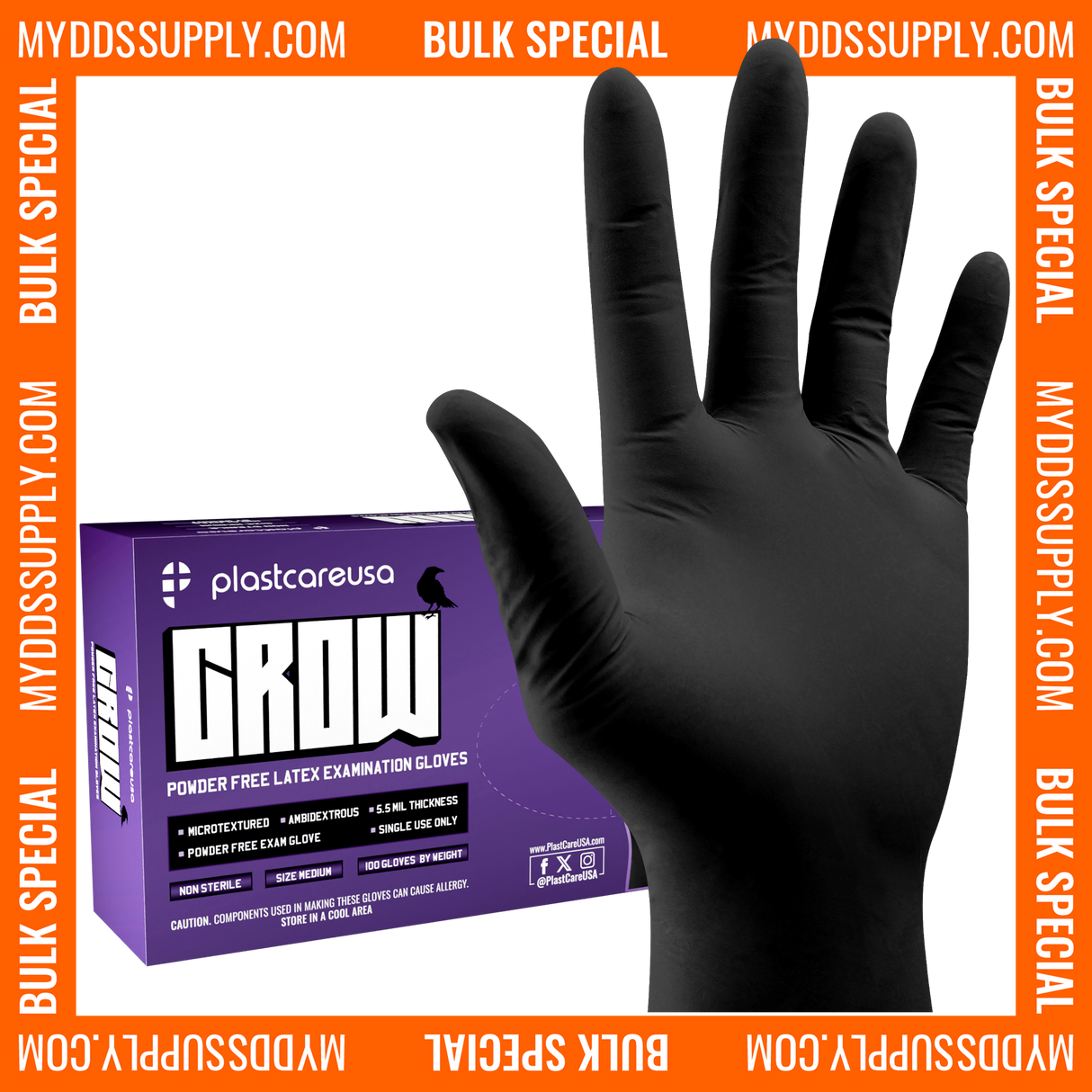 6000 Extra Large XL PlastCare USA Black Latex Gloves (60 Boxes) *Bulk Special*