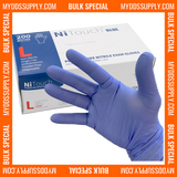 10,000 Large Nitouch Blue Nitrile 2.8 mil Powder Free Examination Gloves (50 Boxes of 200) *Bulk Special*