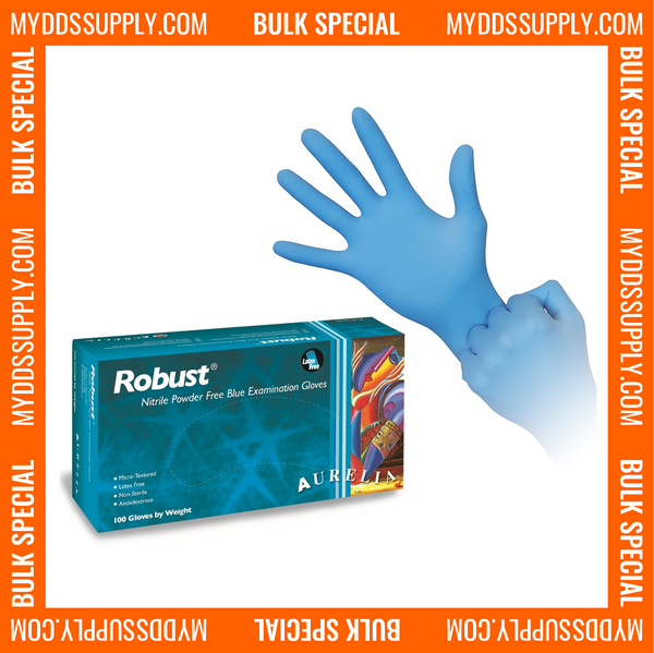 6000 Aurelia Robust XL 4.5 mil Nitrile Powder Free Examination Blue Gloves (60 Boxes of 100)