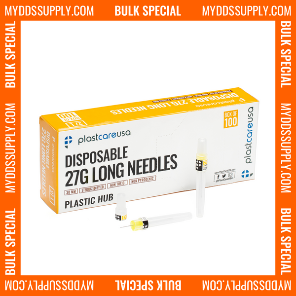 10 x  27G Long Disposable Sterile Dental Needles (Box of 100 Perforated Opening) *Bulk Special*