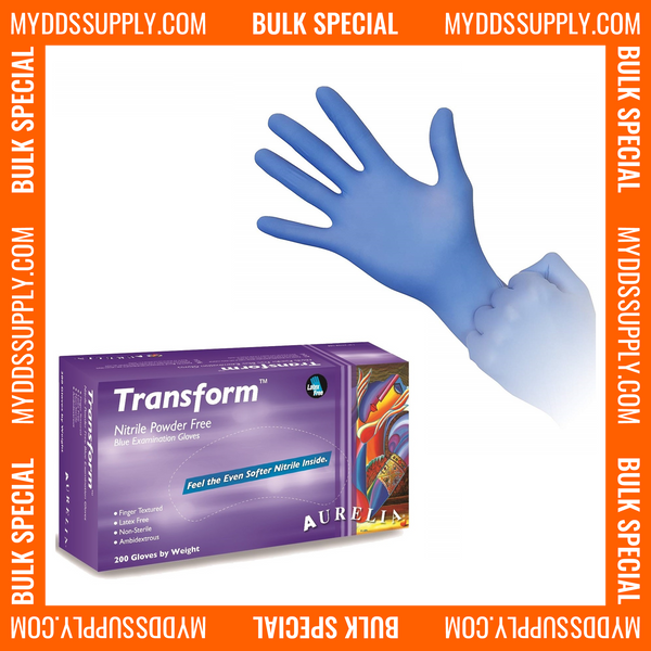 12000 Medium Aurelia Transform Blue Nitrile 3.2 mil Powder Free Examination Gloves (60 Boxes of 200) *Bulk Special*