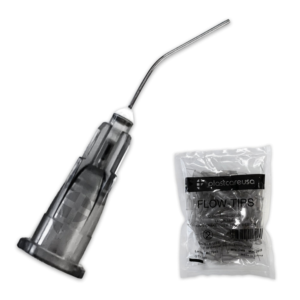 2000 Grey Flow Pre-Bent Applicator Needle Tips, 27 Gauge (20 Bags of 100)