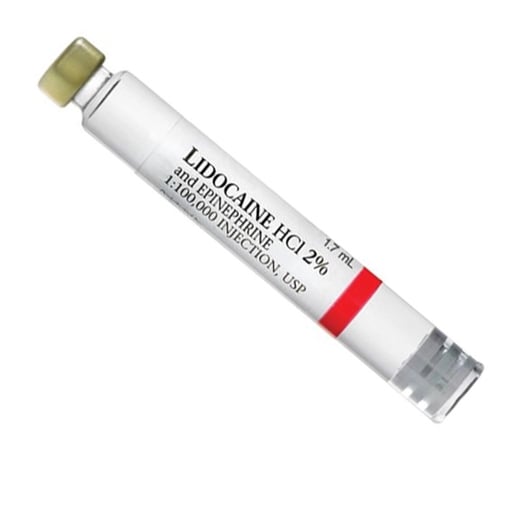 Dental Local Anesthetic – Lidocaine HCl 2% w/ Epinephrine 1:100,000 | 1.7 mL Cartridges – 50/Box