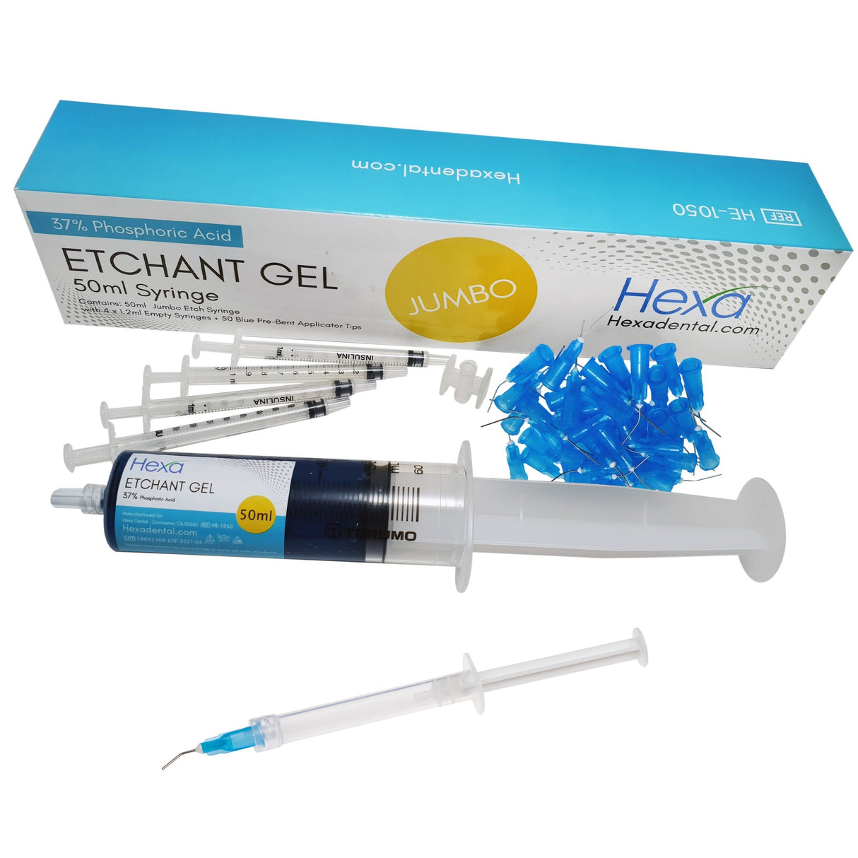 Hexa Jumbo Etchant Gel 37% Phosphoric Acid Refill  (1 x 50 mL Syringe + 50 Tips & 4 Syringes)