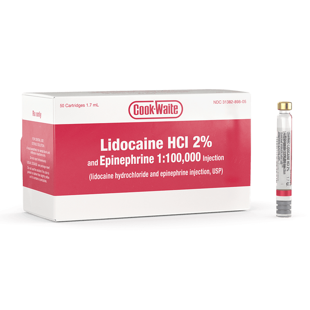 Dental Local Anesthetic – Lidocaine HCl 2% w/ Epinephrine 1:100,000 | 1.7 mL Cartridges – 50/Box - My DDS Supply