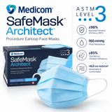 500 Medicom SafeMask Architect ASTM Level 3 Procedure Face Masks – Blue, 50/Box