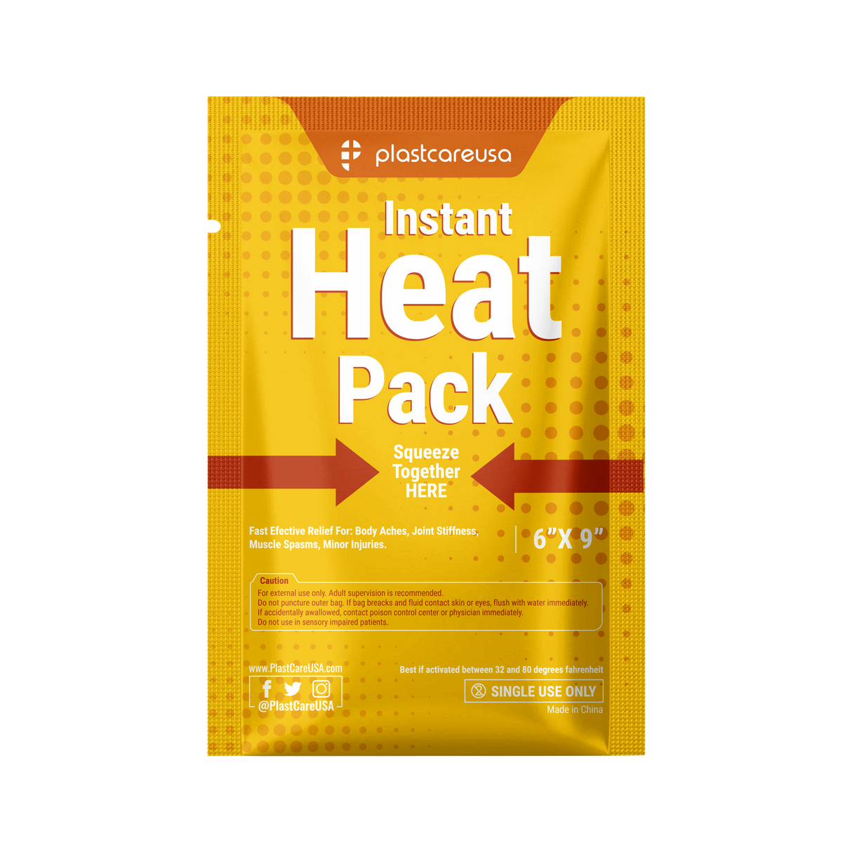 100 6" x 9" Instant Heat Packs for Pain Relief, Muscles, Sprains (4 Cases of 25)