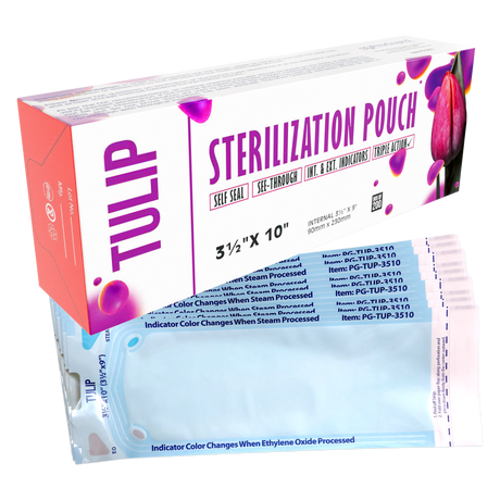 10,000 3.5" x 10" Self-Sealing Sterilization Pouches by TULIP (50 Boxes of 200)