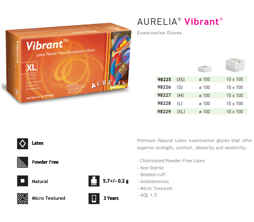 6000 Large Aurelia Vibrant White 5 mil Latex Gloves (60 Boxes) *Bulk Special*