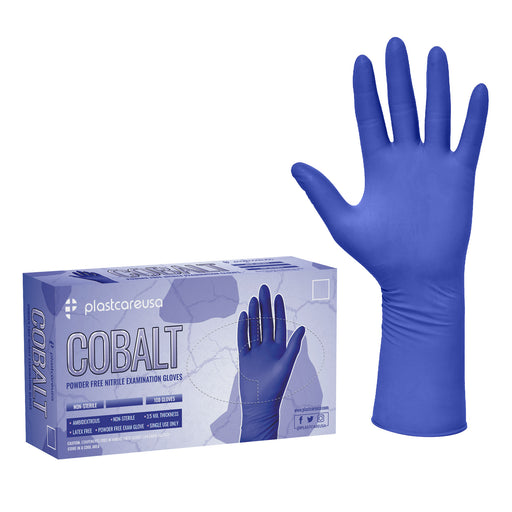 1000 MEDIUM Cobalt Indigo Blue Nitrile Exam Premium Gloves (Powder & Latex Free), PlastCare USA COBALT - My DDS Supply