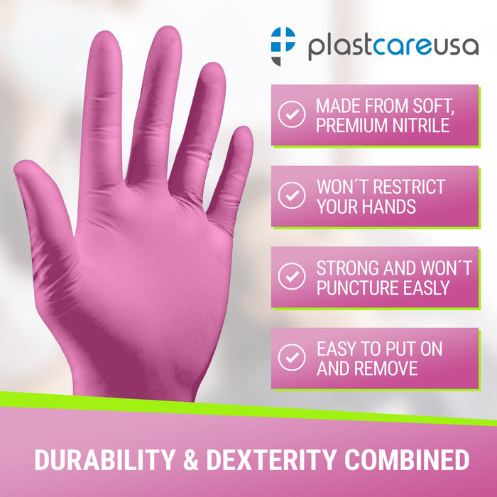 1000 MEDIUM Pink Nitrile Exam Premium Gloves (Powder & Latex Free ...