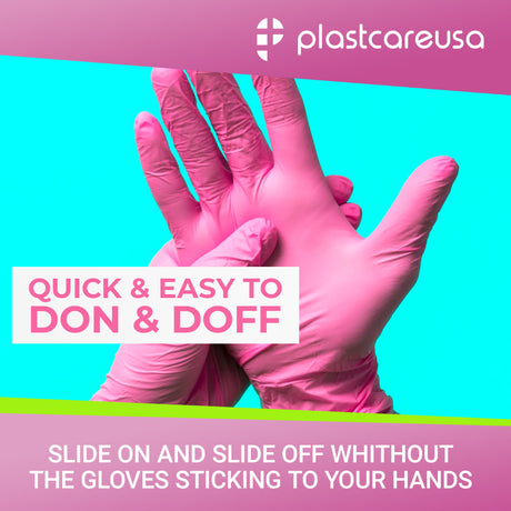 1000 SMALL Pink Nitrile Exam Premium Gloves (Powder & Latex Free), PlastCare USA Bloom - My DDS Supply