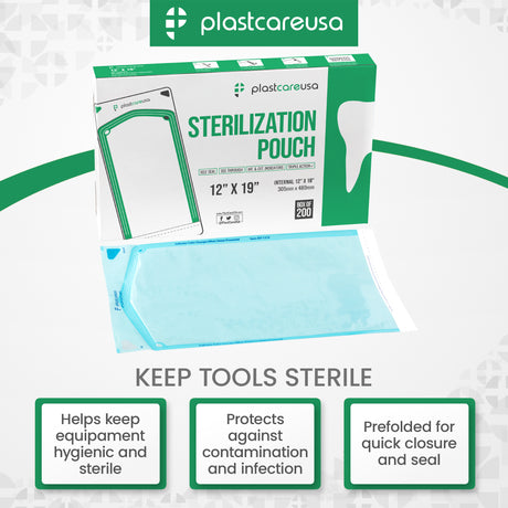 12" x 19" Self-Sealing Sterilization Pouches for Autoclave (Choose Quantity), by PlastCare USA - My DDS Supply