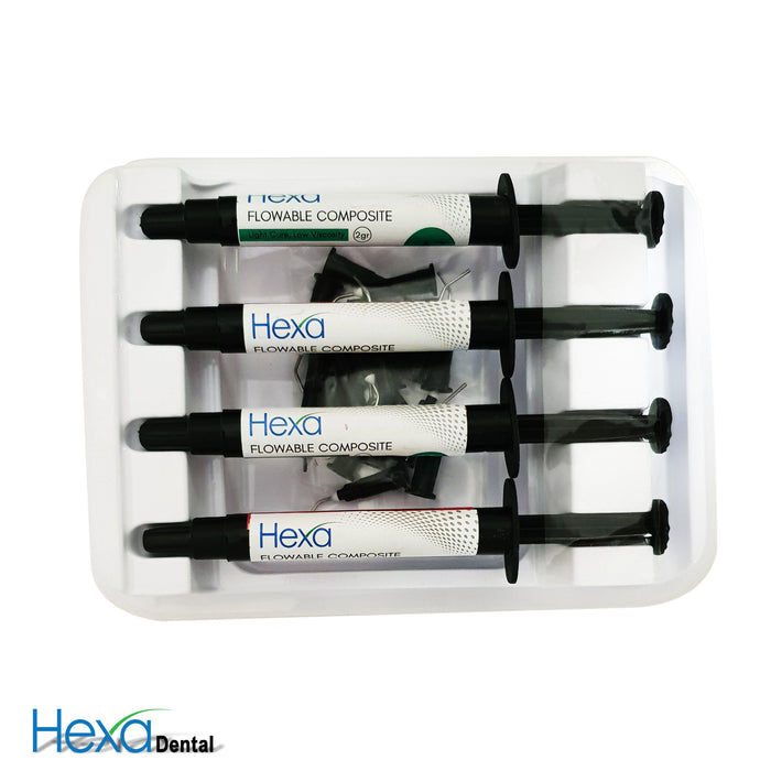 Hexa A2 Flowable Composite Light Cure , Low Viscosity (4 x 2gm Syringes + 20 Tips) - My DDS Supply