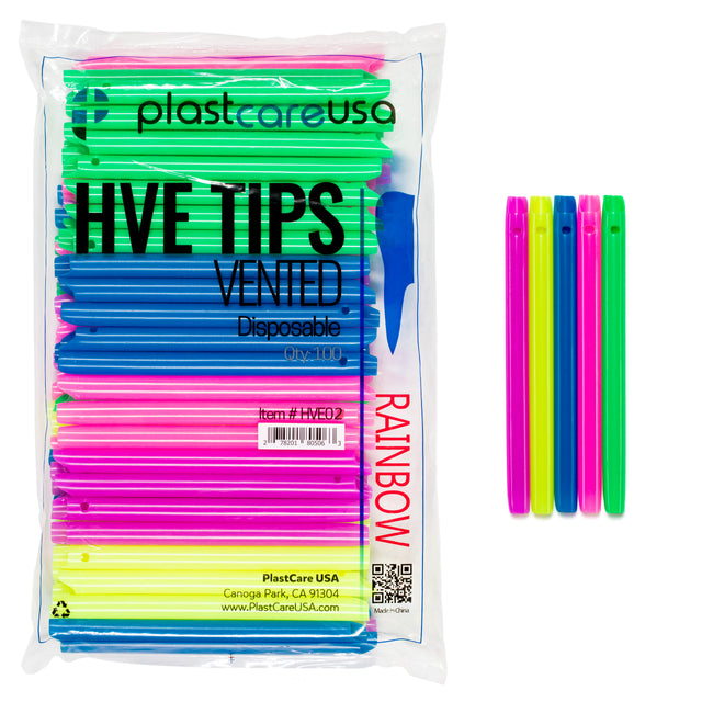 Disposable assorted color HVE tips that fit standard HVE systems