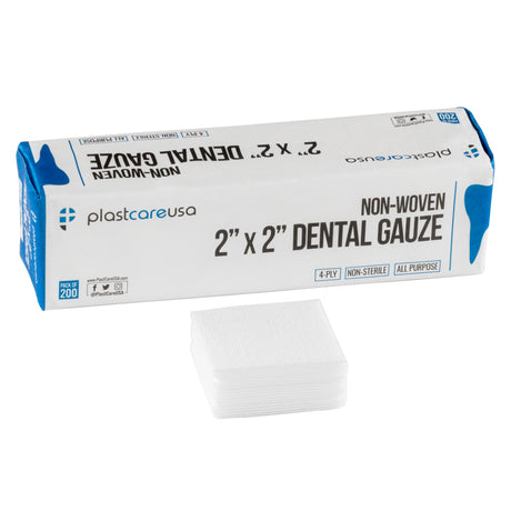 20,000 2x2 4-Ply Non Woven, Non-Sterile Cotton Dental Gauze Sponges by PlastCare USA - My DDS Supply