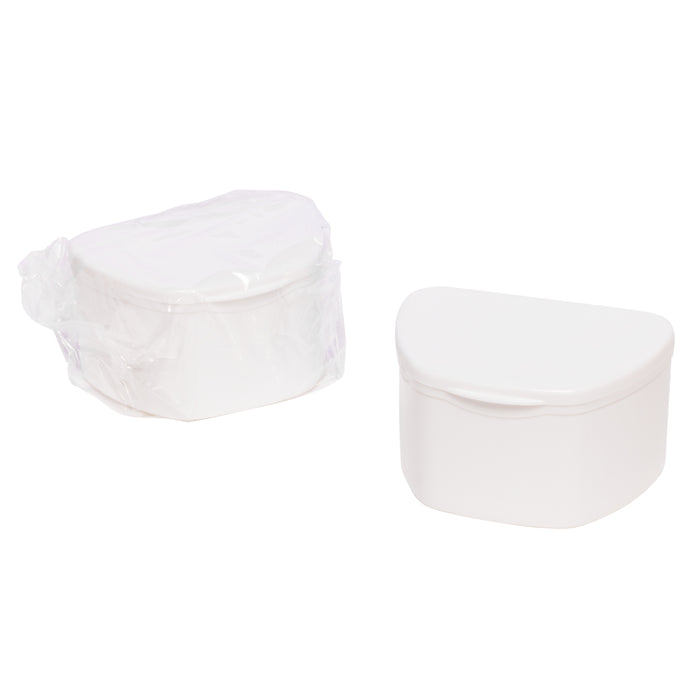 White 40 Pack Bulk Denture Case Bath Holders for Retainers Teeth Guards (Individually Sealed) - My DDS Supply
