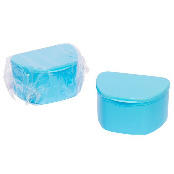 Blue 40 Pack Bulk Denture Case Bath Holders for Retainers Teeth Guards (Individually Sealed) - My DDS Supply