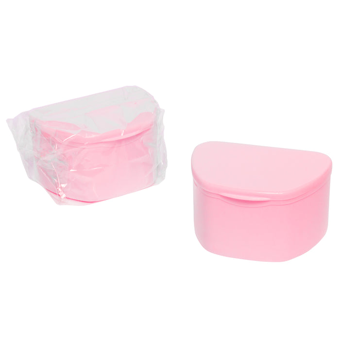 Pink 40 Pack Bulk Denture Case Bath Holders for Retainers Teeth Guards (Individually Sealed) - My DDS Supply