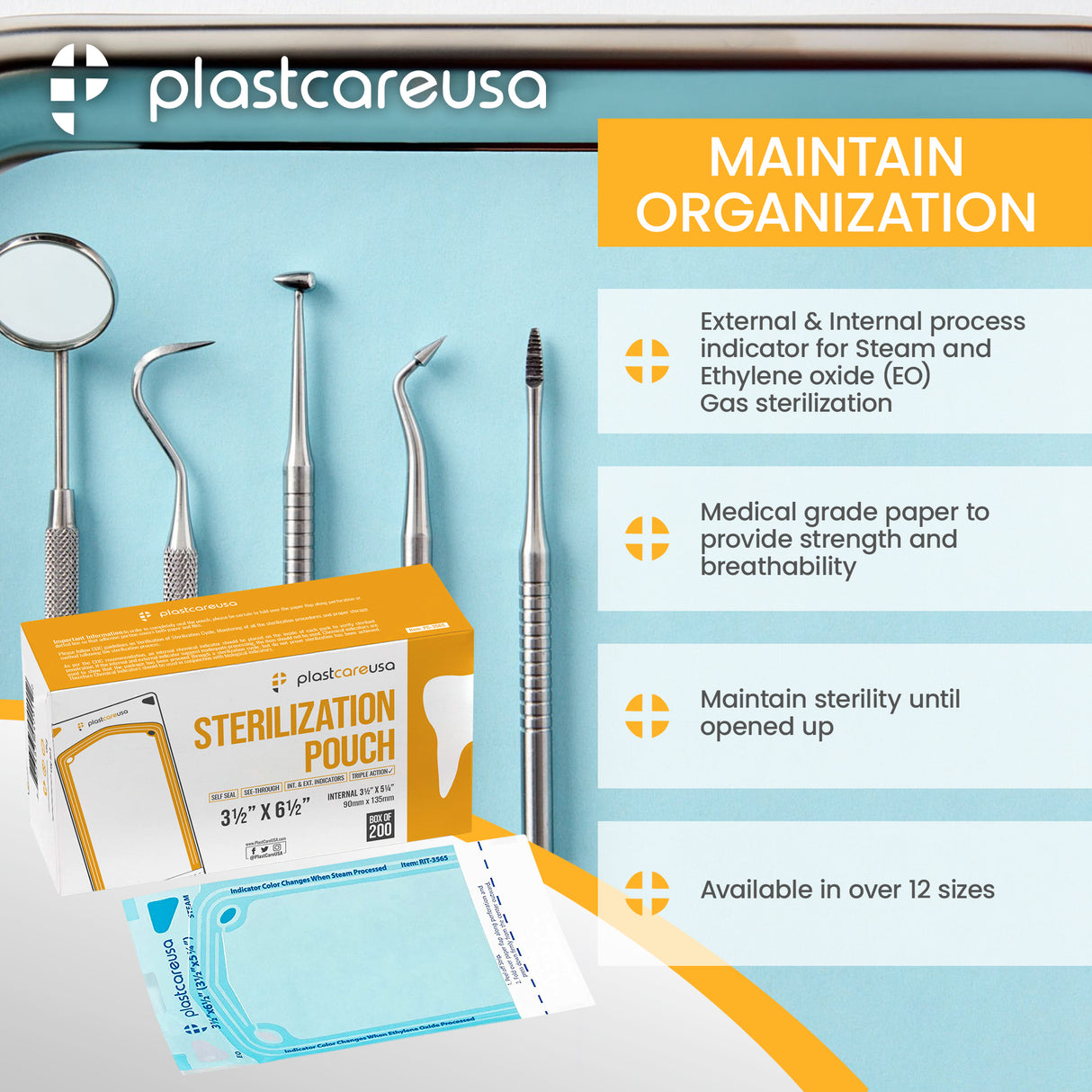 3.5" x 5.25" Self-Sealing Sterilization Pouches for Autoclave (Choose Quantity) by PlastCare USA - My DDS Supply