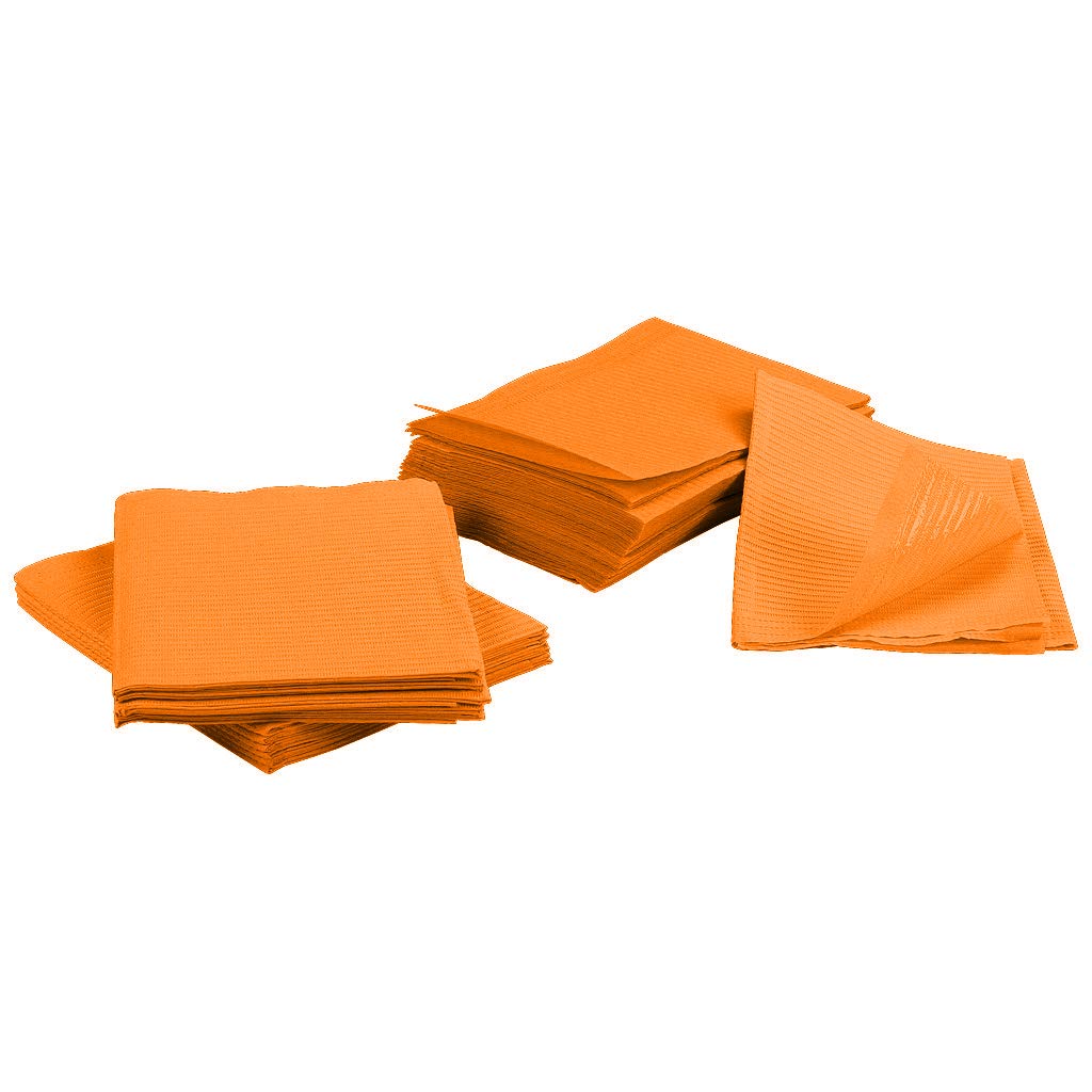 2000 Neon Orange 3-Ply Dental Patient Towel Bibs (4 Case of 500) by PlastCare USA - My DDS Supply