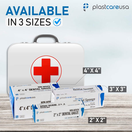 1000 2x2 4-Ply Non Woven, Non-Sterile Cotton Dental Gauze Sponges by PlastCare USA - My DDS Supply