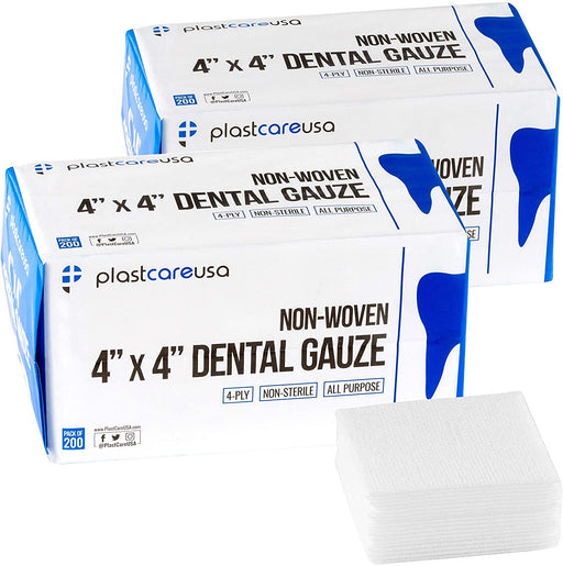 1000 4x4 4-Ply Non Woven, Non-Sterile Cotton Dental Gauze Sponges by PlastCare USA - My DDS Supply