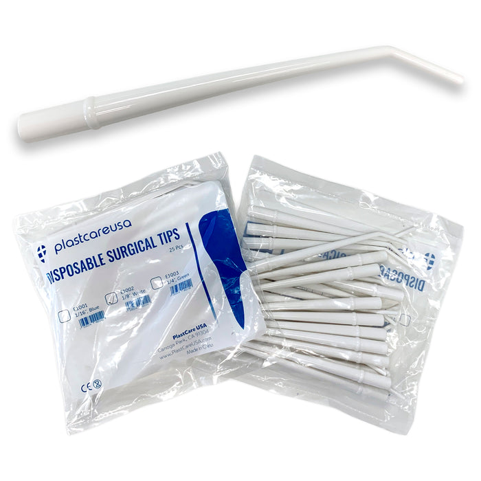 Medium White 1/8" Dental Surgical Aspirator Tips
