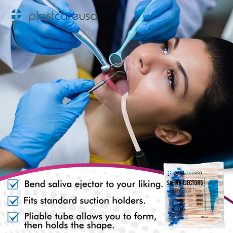 6000 Clear Body Blue Tip Saliva Ejectors (60 Bags, 6 Cases) - My DDS Supply