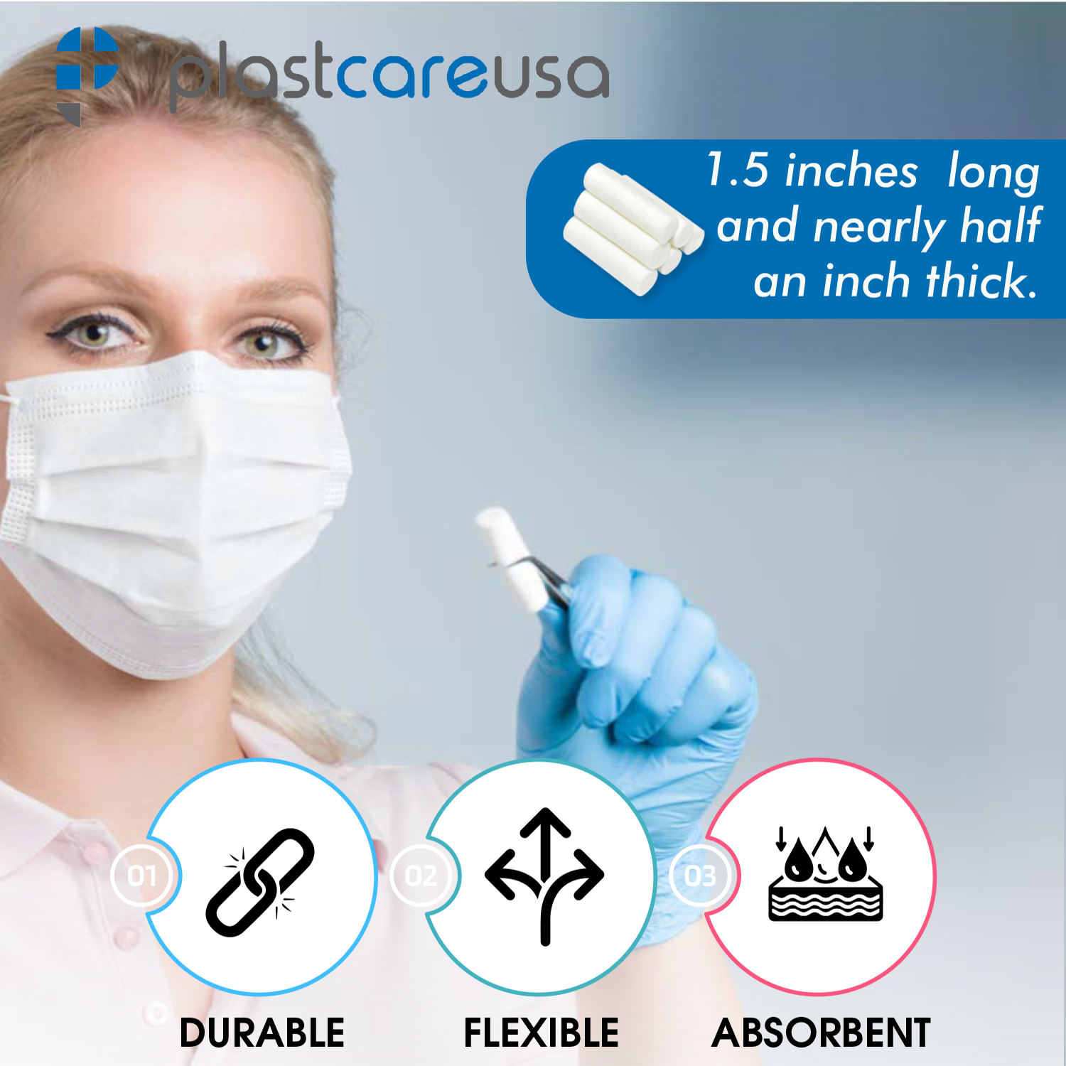 10,000 Plain Wrapped Cotton Rolls 1-1/2" x 3/8", (#2 Medium) by PlastCare USA - My DDS Supply